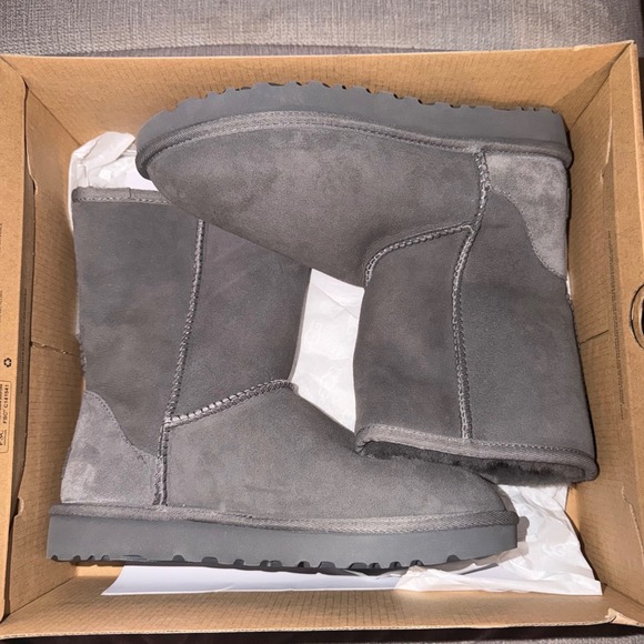 UGG Shoes - UGG Classic Short II Boots Grey Suede Sheepskin Mid Calf 1016223